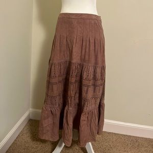 Anthropology suede midi skirt